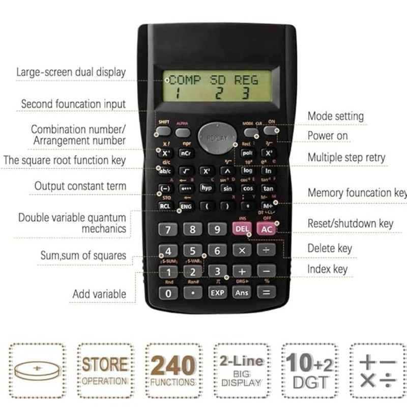 Scientific Calculator, Engineering Scientific Calculator with Solar Power. 401 Function,