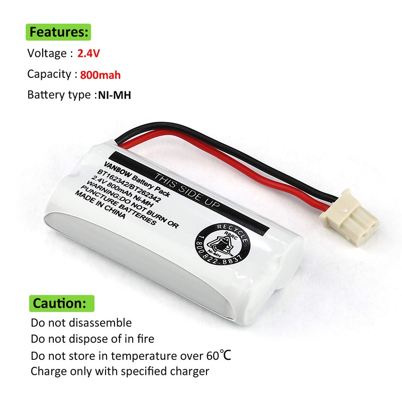 VANBOW Battery BT162342 / BT262342 BT183342/BT283342 BT166342/BT266342 2.4v 800Mah Battery