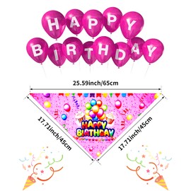 BIPY Small Dog Birthday Banadana Happy Birthday Bibs Cat Puppies Grooming Supplies for Girls Boys Medium Pet Birthday Party Neckerchief (Pink)