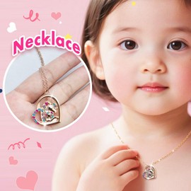 4-Piece Heart Charm Beauty Bundle - Squeeze Gloss and Lip Care and Make up Set for Girls, Unicorn Jewelry Gift Set for Teens