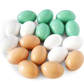18 PCS 3 Colors Wooden Fake Chicken Eggs,Wood Nest Egg Faux Egg for Crafts,Nesting Box,Easter,DIY,Help Hens Lay Eggs
