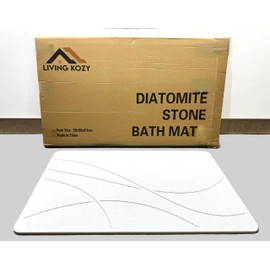 Premium Stone Bath Mat, 20"x 32" Extra Large, Modern Diatomaceous Earth Shower mat, Diatomite Non-Slip Super Absorbent Bathroom Floor mat, Luxurious Quick-Drying Shower mat, Easy to Clean, Light Gray.