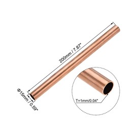 TA-VIGOR Copper Round Tube, 15mm OD 1mm Wall Thickness 200mm Long Straight Pipe Tubing for Hobbies, Crafts, Building Models, Building Decorations, Frames, Industrial, Gardening Products