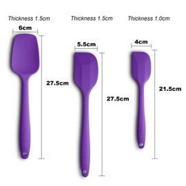 Silicone Spatula 3-piece Set, Ergonomic Handle High Heat-Resistant Spatulas, Non-stick Rubber Spatulas with Stainless Steel Core, Purple