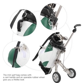 Golf Pen Set PU Leather Golf Bag Holder with Zinc Alloy Ballpoint Pens Plastic Base Golf Souvenirs Gifts Decorations(Green White) Golf Golf