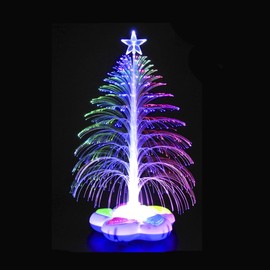 alfyng LED Fiber Optic Christmas Tree, Color Changing Holiday Tree with Star Topper and Flower Base, 14.17" Tabletop Christmas Lighted Tree for Christmas Party Home Table Decorations (No Battery)