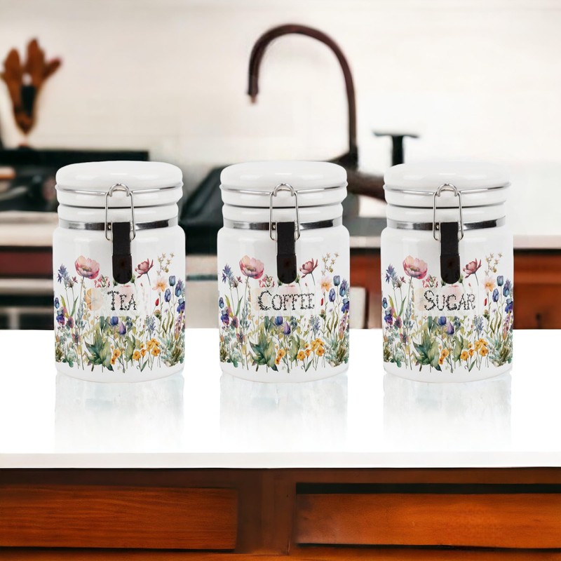 Purely Home Wildflowers Tea Ceramic Storage Canister - Floral Meadow