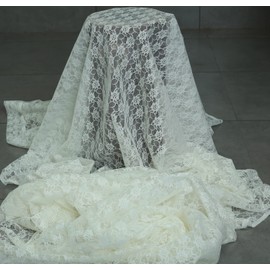 mds Pack of 45 Yard Bridal Solid Raschel Lace Fabric, Vintage Lace Fabric Bolt for Wedding Dress,Fashion, Crafts, Decorations Lace Trim Fabric 55” Width- Ivory