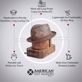 American Hat Makers Soho Leather Fedora — Brown, XX-Large