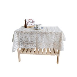 Cyrank Mantel de Encaje Blanco, Mantel de Encaje, Mantel Cuadrado de Estilo Vintage, manteles de Boda, Mantel Cuadrado Floral de Encaje, decoración(60 * 60CM)
