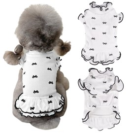 Yoolhamy Small Dog Clothes Extra Small Dogs Spring Summer Dress Cute Soft and Breathable Outfits for Female Chihuahua Shih Tzu Yorkshire Puppy Cats (White Dress, X-Small)