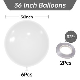 KALOR 36 Inch Giant Clear Balloons, 6 Pack Large Round Clear Latex Balloons for Anniversary, Birthday, Christmas, Wedding, Baby Shower Party Decorations