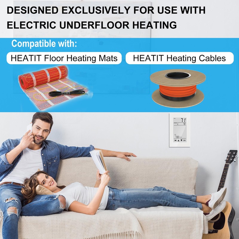 HEATIT ET-72 Digital Programmable Thermostat with Large LCD Display for