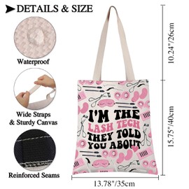 PLITI Lash Artist Tote Bag Lash Technician Gift I'm The Lash Tech They Told You About Esthetician Handbag Beauty Salon Gift (told lash tech TGU)