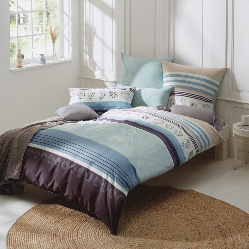 Erwin Müller Bed Linen Mako Satin Blue Size 155 x