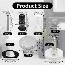 6Pcs Soft Close Toilet Seat Fixings Kit, Universal Stainless Steel Toilet Hinge Screws Fittings, WC Replacement Bolts with Expanding Rubber Screws, Quick Release Toilet Top Fix Nuts for Blind Holes