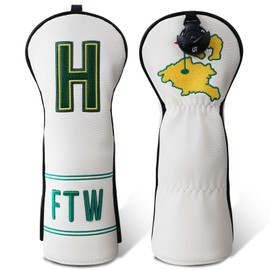 LZFAN Golf Club Head Covers Driver Fairway Wood Hybrid Mallet Blade Putter Golf Club Headcover Protector White Leather Pineapple Embroidered ‌for The Win