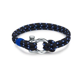 True Rebels Men's Bracelet Textile Blue Stainless Steel – Men's Jewellery Bracelets Leisure with Shackle Clasp, Textile