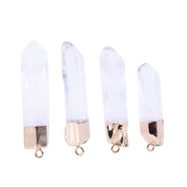 Operitacx 4pcs for an Anniversary Christmas Decorations Crystal Pendants DIY Accessories for Jewelry Making Quartz Pendants Bracelet Making Supplies Crystal Charms Gilded