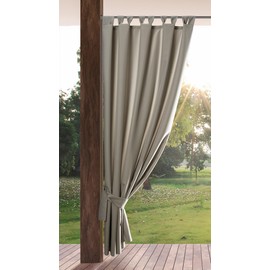 Eurofirany Garden Outdoor Curtain with Tab-Top Curtain Removable Loops, Sun Protection, Privacy Screen, Windproof, Waterproof Curtain for Gazebo, Patio, Pergola, 155 x 220 cm, Cappuccino, Pack of 1