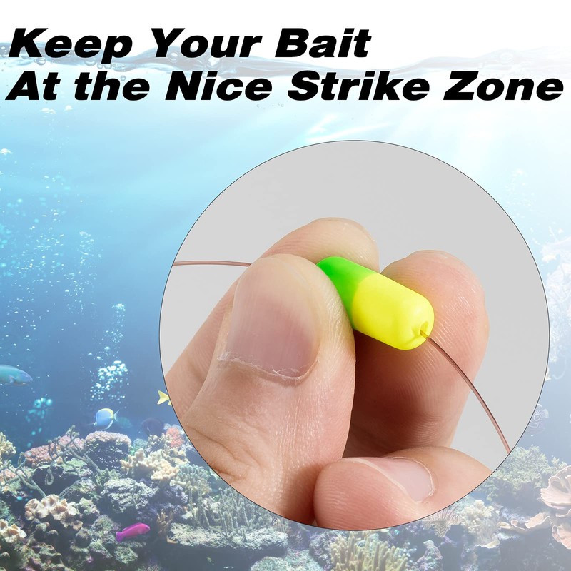 Alwonder 100 Pk Bulk Fishing Rig Floats, Yellow, Small Size