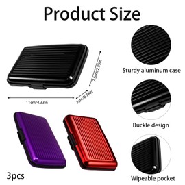 QhgPnt Credit Card Holder 3-Pack, RFID Blocking Card Protector, Slim Metal Card Case with RFID Protection, Compact Credit Card Wallet for Men and Women, 11 X 7 X 2cm Durable Aluminum Design
