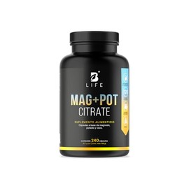 B Life Magnesio y Potasio | 240 Cápsulas | 1400 mg por porción | Adicionado con coco orgánico | Ingredientes naturales | Mag + Pot Citrate