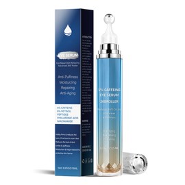 Suero Para Ojos Con 5 De Cafeína Y De Retinol, Crema para contorno de ojos y bola de masaje de 360, Con Ácido Hialurónico Niacinamida Péptidos Para...