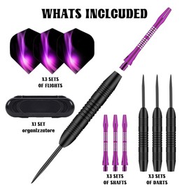 Professional Darts 23g Steel Darts for Electronic Dartboard with Aluminium Shafts, Iron Shaft, Steel Tip and Additional Shafts, Darts Accessories Set, Pack of 3