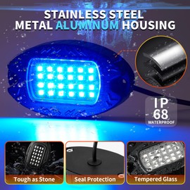 8Pods Metal RGB LED Rock Lights with APP/RF Remote Control, Multicolor Underglow Lights with Brake Dual Zone Neon Exterior Waterproof Underbody 12v for Trucks Jeep ATV UTV Car Golf Cart Offroad SXS