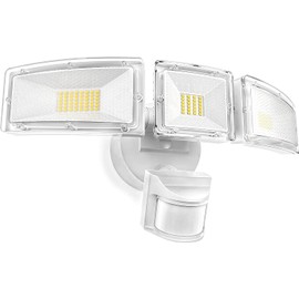 VLOSUN Flood Outdoor Lights, Dusk to Dawn Flood Lights Outdoor Adjustable 3 Head 40W Security Sensor Lights for Outside, Led Flood Light IP65 5700K ETL White for Yard Garage Porch House