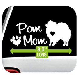 Pomeranian Pom Mom Heart Paw Decal Sticker for Car Window 8 Inch BG 297