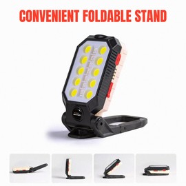 NightBuddy Magnetic Rechargeable Portable Work LED Light with Hanging Hook Battery indicator Strong Magnet 1500 Lumens 4 Light Modes Flashlight Mode Mechanic Cordless Tool Box Automotive Construction