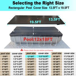 SIHAIAN 12x18Ft Rectangular Pool Cover with Side Storage for Oval and Rectangular Above Ground Pool, One-Piece Solar Oval Pool Cover, Preventing Waterlogging, UV and Weather Resistant WP:10000kPa+
