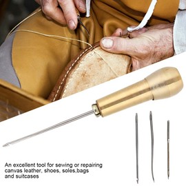 Agujas Para Coser Zapatos A Mano Leather Tools 2 Set Copper Handle Sewing Awl Taper Leather Shoe Repair Tool Leather Craft Needle Kit Awl Sewing Tools