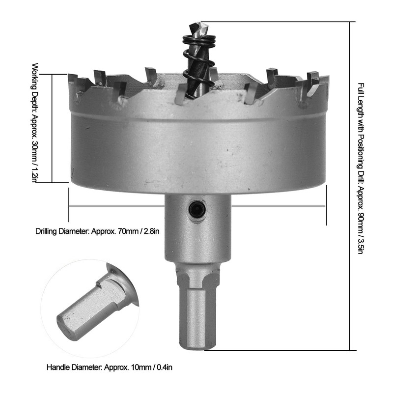 70mm Hole Saw Cutter Drill Bit High Speed Steel Sawtooth