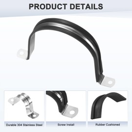 M METERXITY 6-Pack Cable Clamps, 3-5/8 Inch/ 100 mm 304 Stainless Steel Rubber Cushioned Insulated Cable Clamp U Shape Metal Holder for Tube/Wire/Pipe/Loop Installation