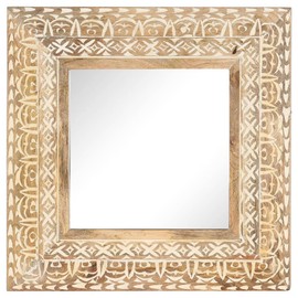 Gecheer Hand-Carved Mirror 19.7" x 19.7" x 1" Solid Mango Wood SH20108A
