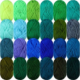 Wowangce 24 Skeins Acrylic Yarn 24 x 25 g, 2400 Yards Crochet Yarn kit for Crocheting and Knitting Craft Project, Assorted Starter Crochet Kit Yarn Bulk for Adults and Kids(Green Tone)