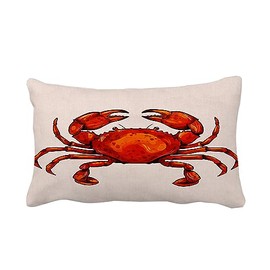 Leaveland Red Crab Sea Ocean Marine Animal 12x20 Inch Cotton Linen Square Throw Pillow Case Decorative Durable Encasement Cushion Slipcover Home Decor Standard Size Pillowcase