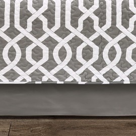 Lush Decor Edward Trellis Patterned 6 Piece Daybed Cover Set Includes Bed Skirt, Pillow Shams and Cases, 75" X 39", Gray and White