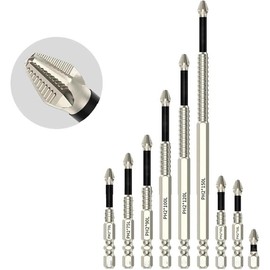 High-Magnetic Screwdriver Drill Bit Set,Screwdriver Bit Alloy Steel Anti-Slip Long Drill Bits 1/4 Hex Shank PH2 Head Screwdriver Bit Hand Tools (1set)