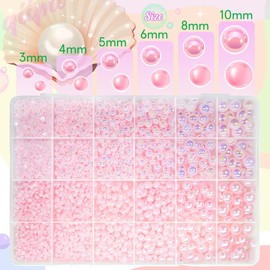 qiipii qiipii 2 Styles Light Pink Flatback Pearls w B7000 Glue for Bedazzling Crafting 3mm-10mm Half Round Bedazzling Beads for Nails Face Eyes Makeup Tumblers Bottles DIY Crafts Scrapbooking Clothes Shoes