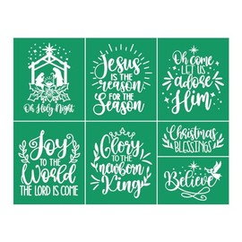 Oh Holy Night Self-Adhesive Silk Screen Stencils,Xmas Joy Screen Printing Stencils for Craft Christmas Blessing Mesh Stencil Reusable for Painting on Wood Windows Mugs Home Winter Believe Sign