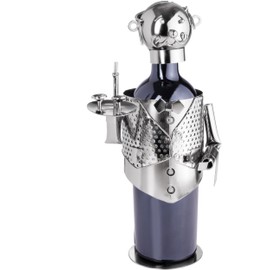 BRUBAKER Weinflaschenhalter Flaschenständer Weinkellner Deko-Objekt Metall mit Grußkarte für Weingeschenk