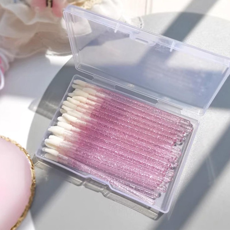 50PCS Disposable Crystal Lip Brushes - Premium Pink Lip Gloss
