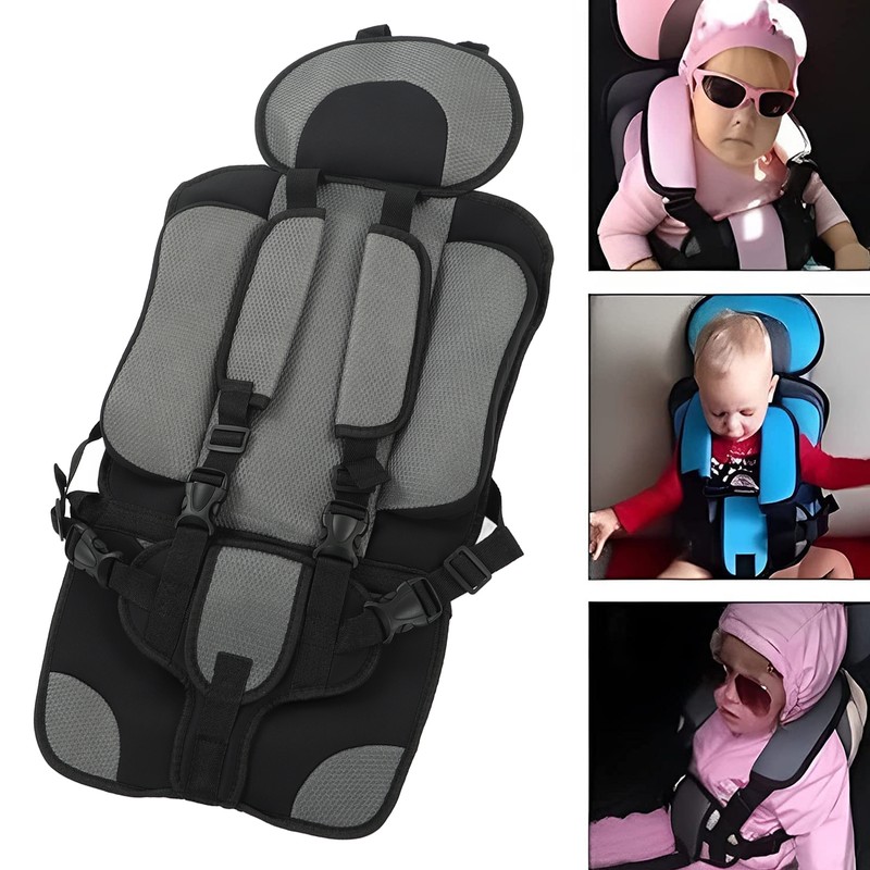 Children Safety Seat Simple Car Portable Seat Foldable Adjustable Strap
