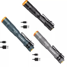 EverBrite USB C Rechargeable Pen Light Pocket Pen Flashlight 4 Light Modes 300LM - GUN COLOR