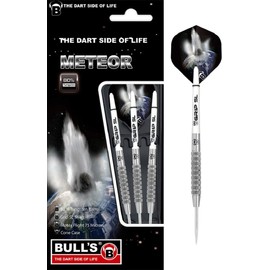 Meteor steel dart made from 80% tungsten. Dart set consisting of 3 darts developed with over 10 variants, different milled barrel variants allow individually pronounced grip level., unisex_adult, Bull's Meteor Mt6 Steel Dart 23g, 13533, Silver / white., 