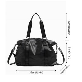 Black Leather Travel Duffle Bag Crossbody Bags for Women Shoulder Handbags Weekend Carry On Overnight Bag